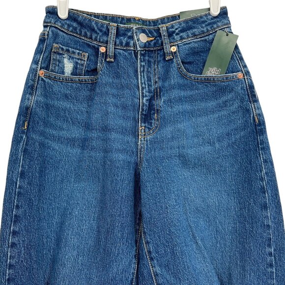 Wild Fable Womens Super High Rise Baggy Jeans Size 00/24 Distressed Stretch Blue - Picture 3 of 12